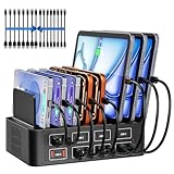 【Large compatibilité】 La station de recharge de bureau 150 W prend en charge tous les appareils dotés de connecteurs USBA et USBC, tels que les iPhone 16/15/14/13/12/11 grand public, compatibles avec les Samsung S25/S24/S23/S22/S21/S20/Google Pixel 9 Pro/9/8 Pro/8/7 Pro/7/6, Compatible avec tous les appareils Android.