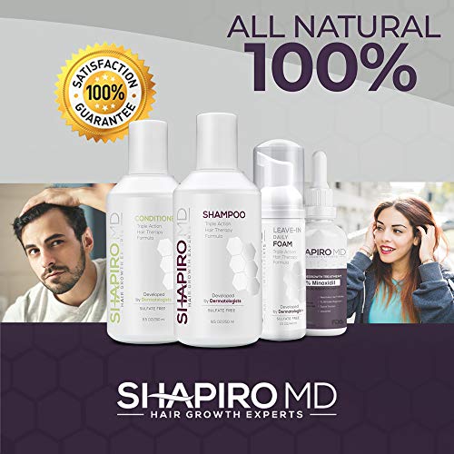 Hair Loss Shampoo and Conditioner | All-Natural DHT Blockers for Thinning Hair Developed by Dermatologists | Experience Healthier, Fuller & Thicker Looking Hair – Shapiro MD | 1-Month Supply