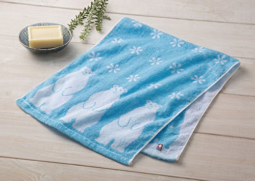 タオルハンカチ　バス&しろくま　18cm  ハンドタオル タオルハンカチバス&しろくま18cm ハンドタオル