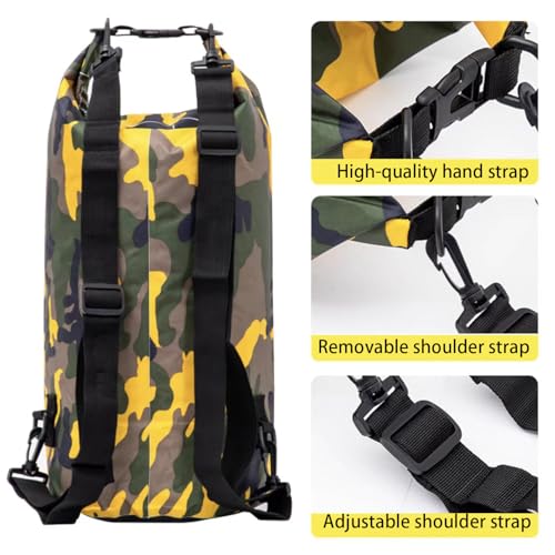 Bolsa seca camuflada de 20L, diseño Roll-Top, adecuada para kayak, rafting, natación y pesca - Camuflaje azul claro miniatura 3