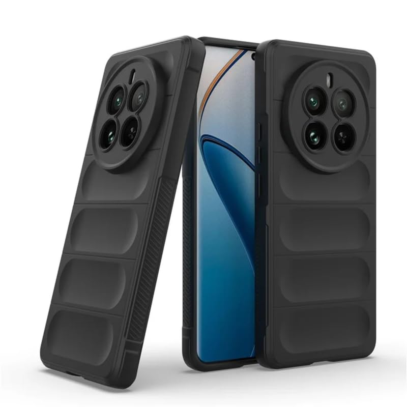 Image of Back Case Cover for Realme 12 Plus 5G, Compatible for Realme 12 Plus 5G Back Case Cover,Matte Case with Inner Lining, Liquid Silicon Magic Case with Camera Protection (TPU, Black)