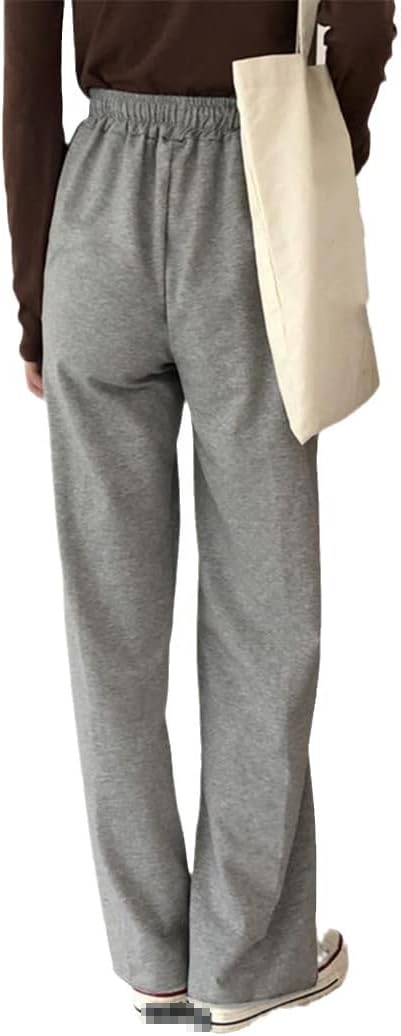 Women Wide Leg Pants Gray Basic Chic Workout Soft Teens High Waisted Trousers All-Match Simple Pants