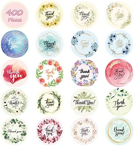 400Pcs Thank You Stickers Small Business Packaging Supplies, 1.5 Inch Thank You Tags for Birthday Party Gift Wrap Bag Baby Shower Wedding Stickers for Festival Cards Envelope Seals Giveaways