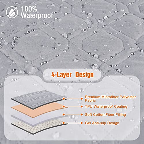 Image of VANSOFY Waterproof Recliner Couch Covers Washable, Light Gray,3 Seater | 1-Piece, Non-Slip with Elastic Straps, Sofa Cover with Pocket for Dogs, Pets