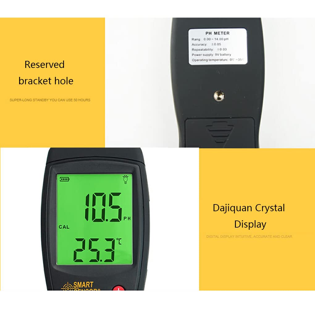 Pantalla Digital retroiluminación PH medidor de temperatura pecera piscina vino 0,00~14,00 pH probador de ácido de agua termómetro