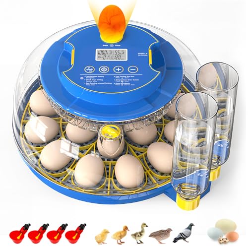 Couveuse Oeuf Automatique 18 Œufs avec 2 Plateaux Réglables, - Incubateur d'œufs pour Poussins avec Contrôle de Température, Rotation Automatique et...