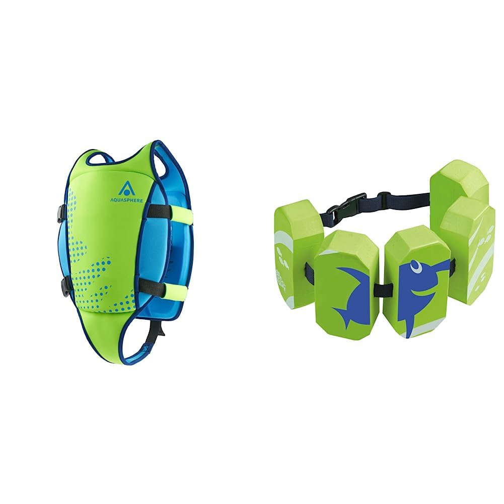 Aqua Sphere Unisex Jugend Swim Vest Schwimmweste, Grün, L (3-6Y) & Beco 96071 8 - Schwimmgürtel Sealife, für 3-6 Jahre, 19-30 kg, grün