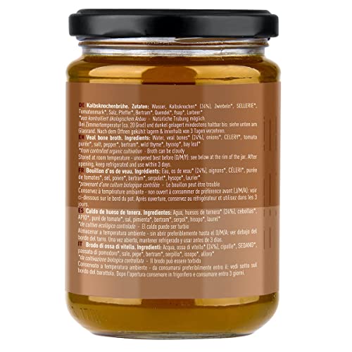 JARMINO Kalbsknochenbrühe 6x350 ml | Bio-Qualität, Kollagen- & proteinreich | nach Hildegard von Bingen | Paleo Keto Bone Broth | Bio Brühe aus Weidehaltung & Grasfütterung