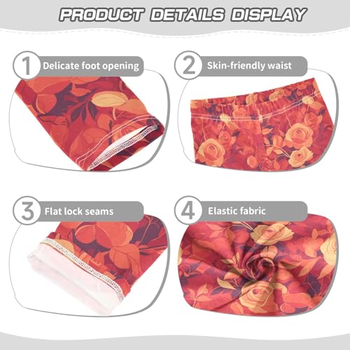 KLL Floral Pattern Red Roses Toddler Girls Cotton Leggings Fashion Full Length Lounge Pants Exercise3