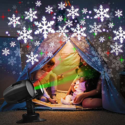 Young Master Christmas Projector Lights Outdoor Indoor, 3D Dynamic Rotating Snowflake Light With Remote Control & Timer,3-In-1 Red And Green Projector Laser Lamp Light For Holiday Gift Wall Decoration #TOP1