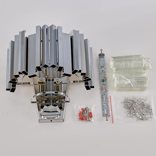 Miniatura 7 de WABON Aplique de pared moderno, iluminación de pared de cristal, luces de pared de mediados de siglo para pasillo, baño, dormitorio, cromado