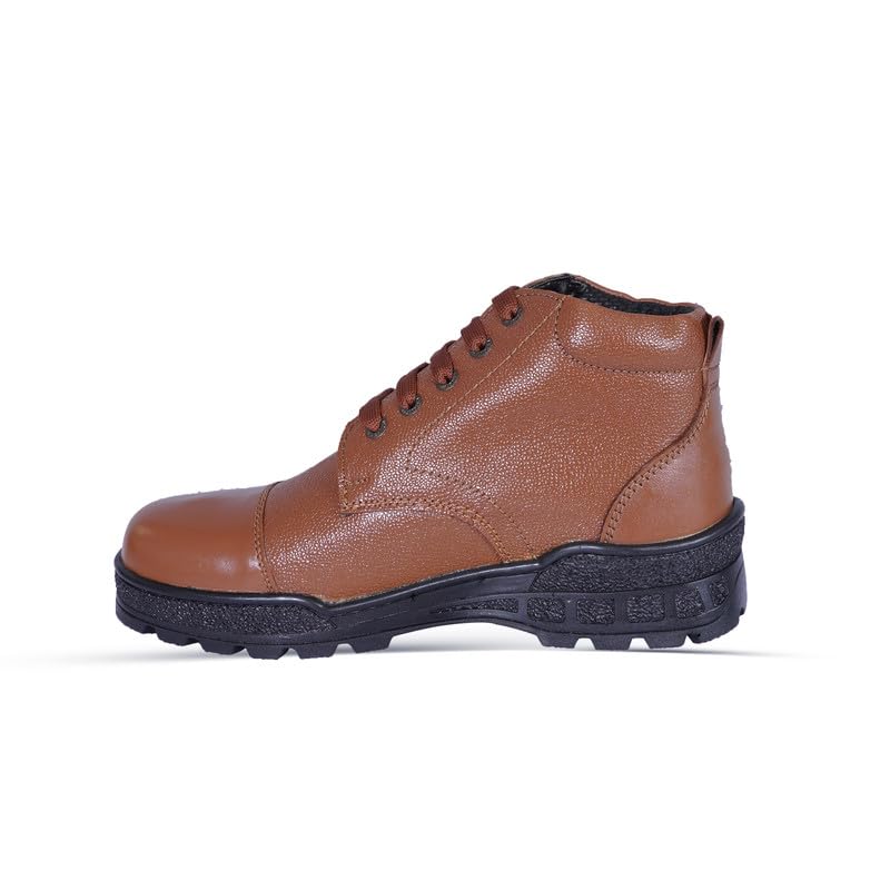 Image of Liberty Kulture Men's Ankle Leather Combat Boots for Police, Commando NCC, Military, Army, Comfortable Footbed | Memory Foam Insole (Available Size in 6 to 11 UK, Black /Tan Brown) CMD-01