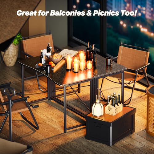 Image of Huuger Folding Desk for Small Spaces, 39.4 Inch Foldable Computer Table | Easy Assembly, Small Writing Work Office Computer Desk, for Home Office, Study, Bedroom, Dorm, Space Saving, Black