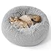 Bedsure Calming Cat Beds for Indoor Cats - Small Cat Bed Washable 20 inches, Anti-Slip Round Fluffy Plush Faux Fur Pet Bed, Fits up to 15 lbs Pets, Pale Grey