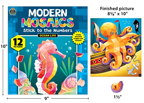 Image of Teacher Created Resources Ocean Life Modern Mosaics Stick to the Numbers (TCR10324)