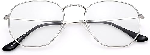 Miniatura 6 de Pro Acme Marco de lentes hexagonales sin receta para mujeres y hombres, gafas cuadradas redondas de metal transparente