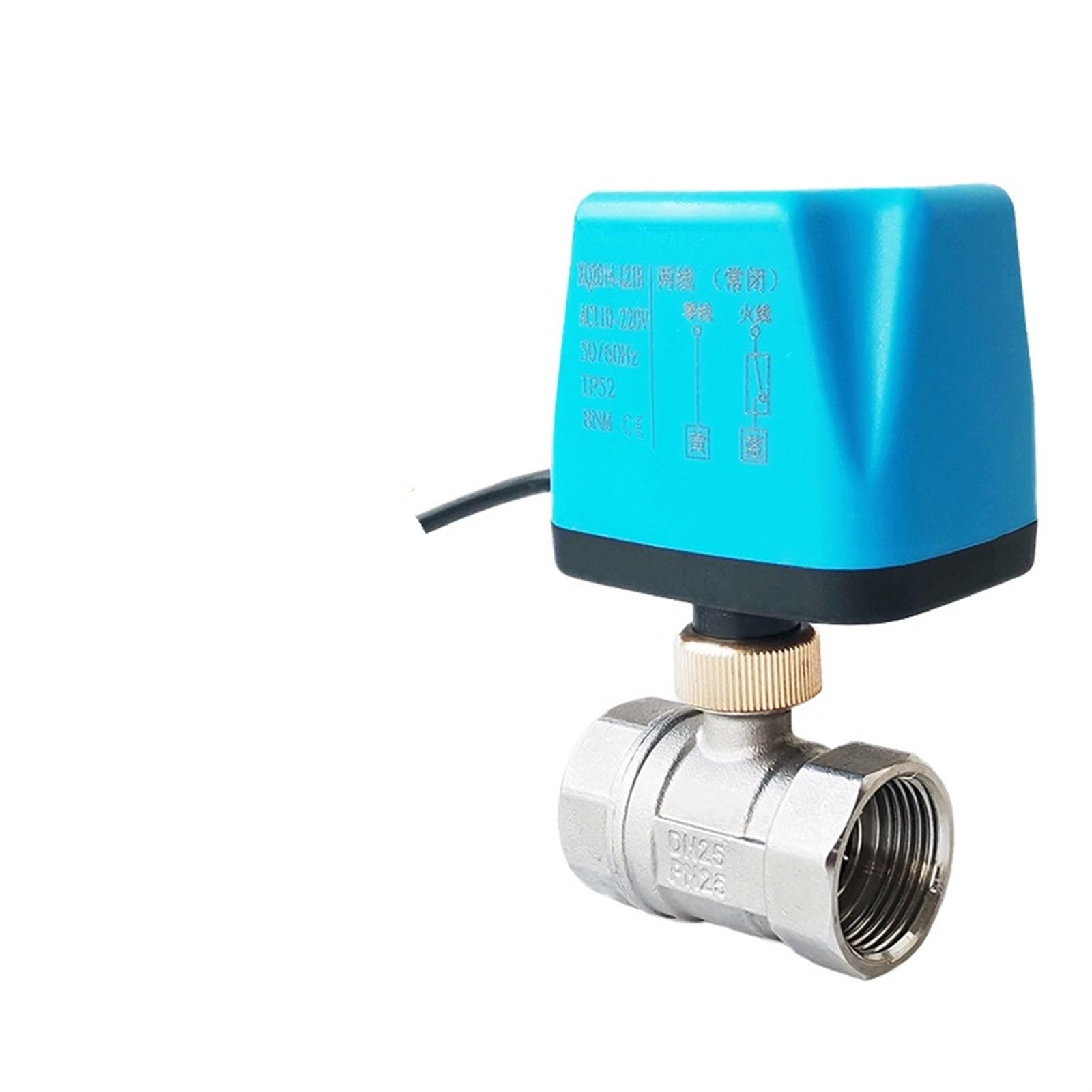 NYRXRYTCA Stainless Steel Electric Ball Valve 2-Wire Power Failure Reset 8 N·m Torque 220V 110V 24V 12V Replacement Electric(220VAC-NORMALLY CLOSED)