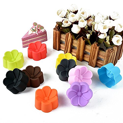 EORTA Silicone Muffin Cups Jello/Dessert Molds Bakeware Cupcake Liner Ice Cube/Chocolate/Soap Maker Mini Bundt Cake Pans Pudding Flower Non-stick Baking Tools, Art Craft, DIY, Homemade,30 Pieces