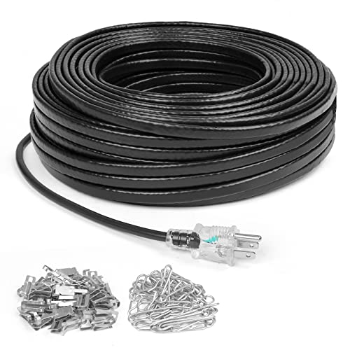 Rylpoint heat tape, Deicing Heating Cable,Pipe (Metal And Plastic) Freeze Protected Water Pipe Heating Cable, Self Regulating Temperature, with Mounting Buckle, 120V 100feet 8W/ft