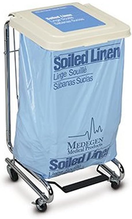 Medegen 15-9100 Silver Hamper Stand, Step-On Foot Pedal, Soiled Linen, 30-33 gal Capacity, 19" Length x 21" Width x 36" Height