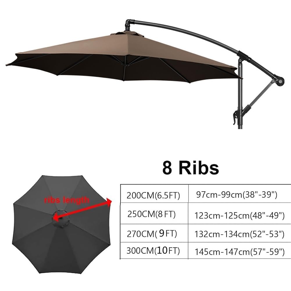 Wymienna Czasza Parasola Ogrodowego 200/250/270/300 cm, 8 Żebrami Zapasowy Pokrowiec na Parasol na Balkon, Taras