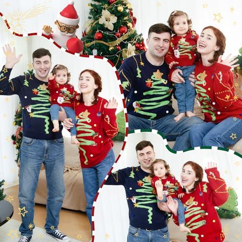 Simplee kids Family Matching Christmas Sweaters Xmas Print Ugly Funny Jumper Holiday Pullover Tops2