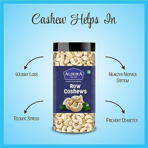 Image of Aldeira Whole Raw Cashews | 500 Gram Jar | Kaju Nuts | Plant Based Protein | Gluten-Free | Nutty Flavor | Healthy Snack | Rich Delicious Taste