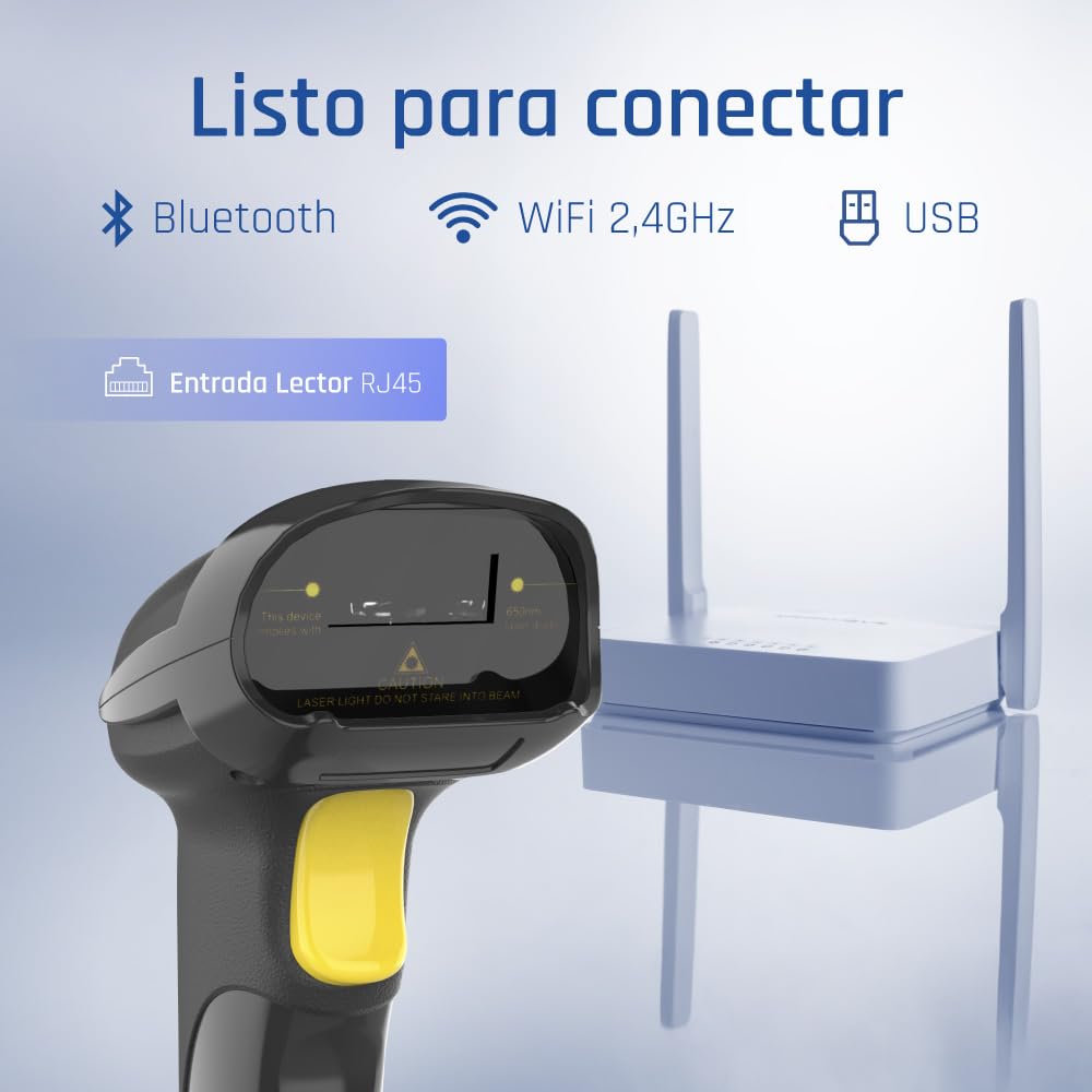 iggual Lector código barras 1D Bluetooth WiFi 2.4G