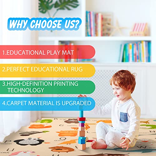 Booooom Jackson Collection Abc Fun Kids Rugs 59"X79"Numbers And Animal Educational Classroom Rug For Playroom Classroom And Kidroom Safety And Fun Alphabet Rug Learning Carpet For Boys And Girls #TOP4