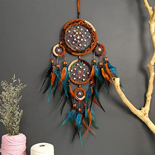 Jauhmui Atrapasueños Indio Hecho a Mano Con Plumas - DIY Para Decoración de Pared, Festival y Regalo