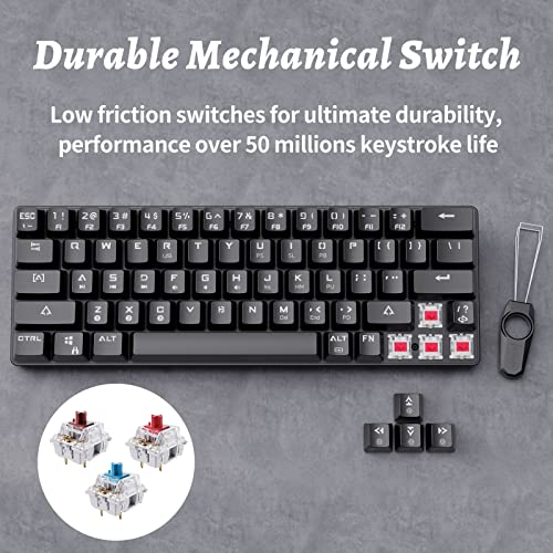 Dierya Dk63 60% Wireless Mechanical Keyboard, Rgb Backlit Bluetooth Gaming Keyboard Wired Dedicated Arrow Keys, Compact 63 Keys Mini Keyboard, Full Keys Programmable - Brown Switch #TOP4