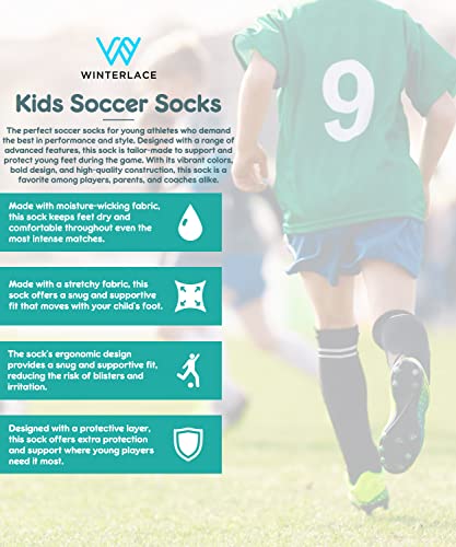 Winterlace Kids Soccer Socks 6-Pair Youth Knee High Striped Athletic Boys Girls Sports Softball Baseball Pack3