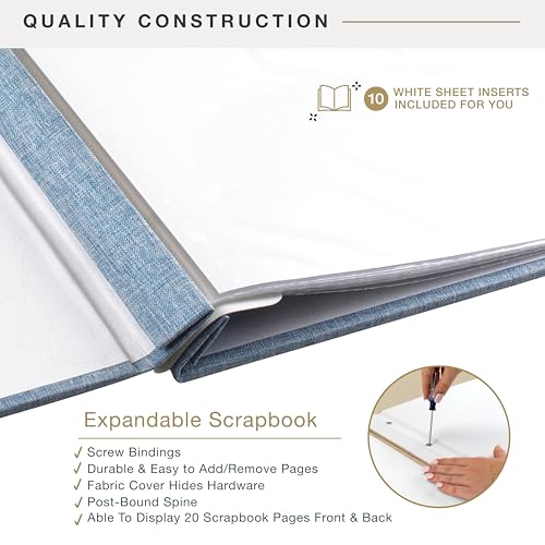 Image of 12x12 Fabric Scrapbook, Blue Fog