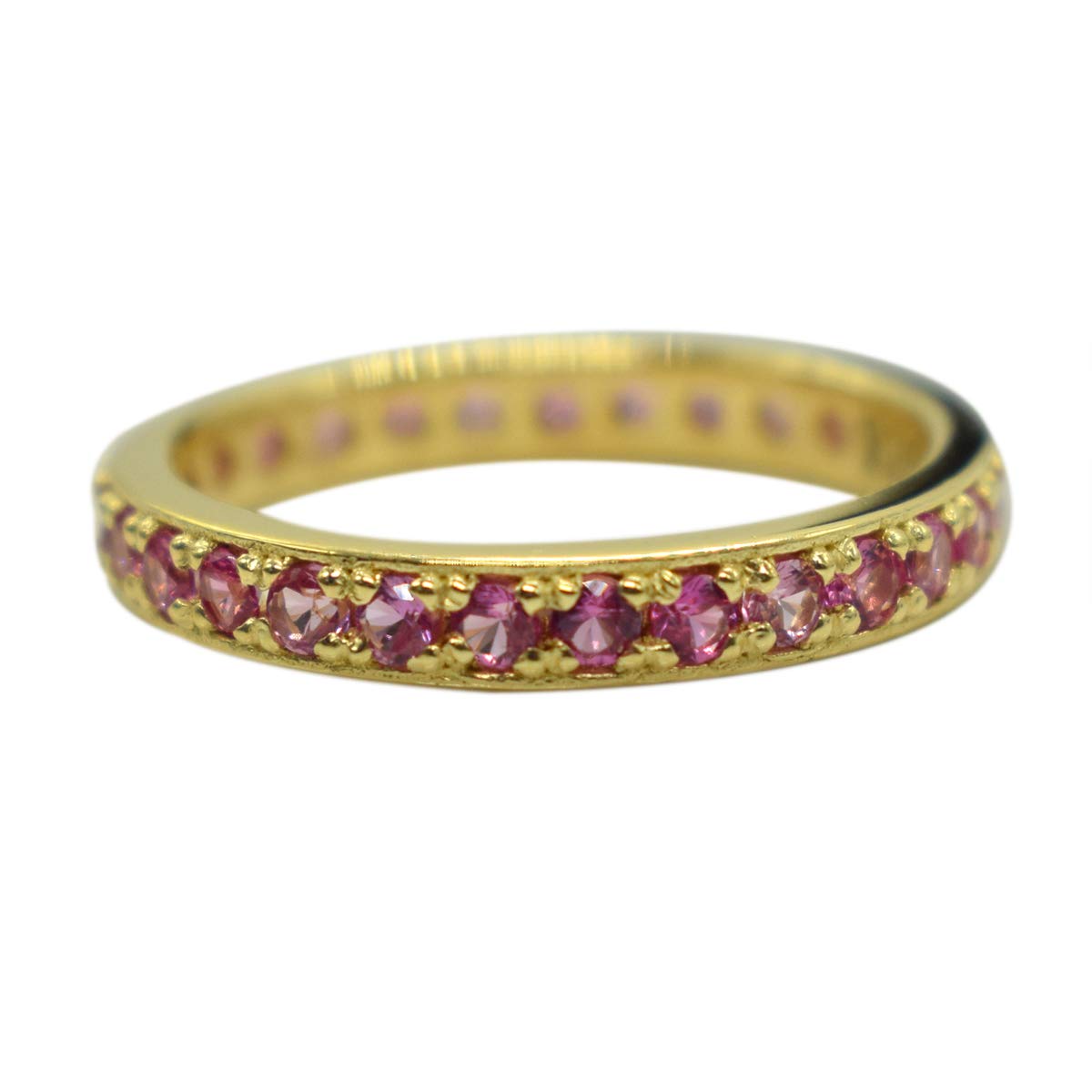 Bague d'éternité saphir rose anti-ternissement en argent plaqué or
