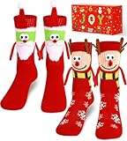 U-Goforst 2 Pairs Magnetic Christmas Socks, Funny Hand Holding Design, Christmas Stocking Stuffers Secret Santa Gag Gifts for Women Men Couples Friends