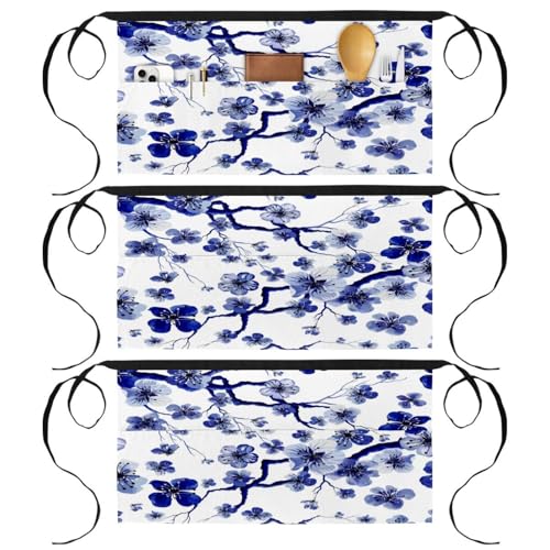 Tablier court de chef avec 3 poches pour nettoyage de la maison lot de 3