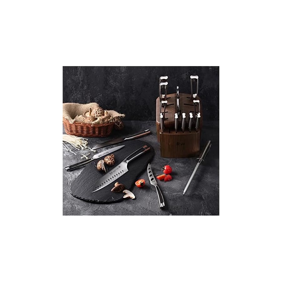 Cangshan N1 Series 1024784 German Steel Forged 17-Piece Knife Block Set, Walnut
