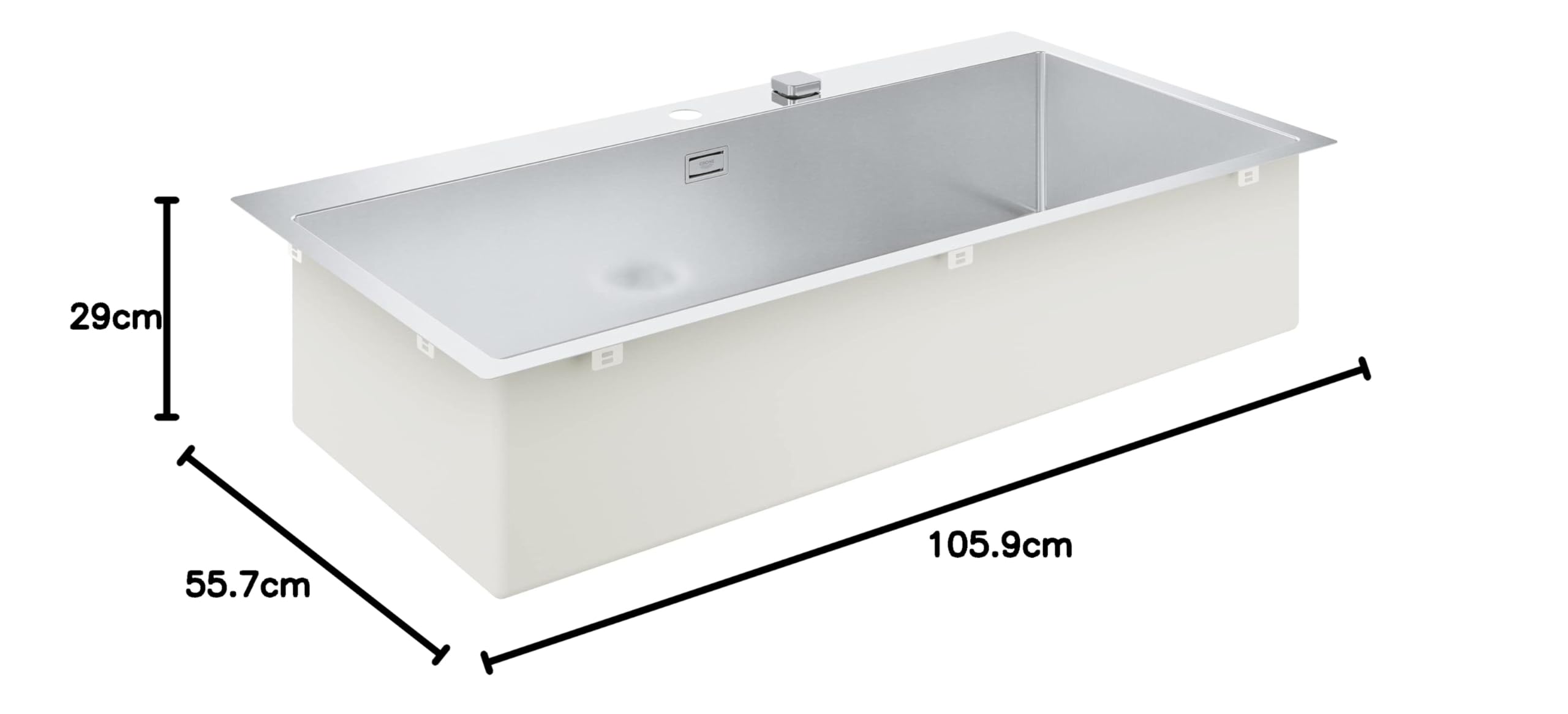 GROHE K800 - Edelstahlküchenspüle (1 Becken, Zubehör beiliegend: Exzenterbedienung, Ablaufgarnitur, Siebkorbventil, Montageset), edelstahl, 31586SD1