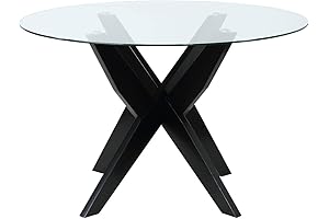 Steve Silver Company Amalie 48 Inch Contemporary/Modern Round Tempered Glass Top Dining Table