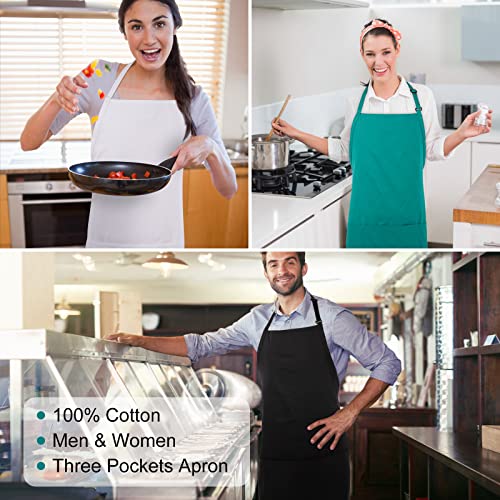 Jubatus 2 Pack 3 Pockets 100% Cotton Adjustable Bib Apron Chef Kitchen Cooking Aprons For Women Men thumb #6