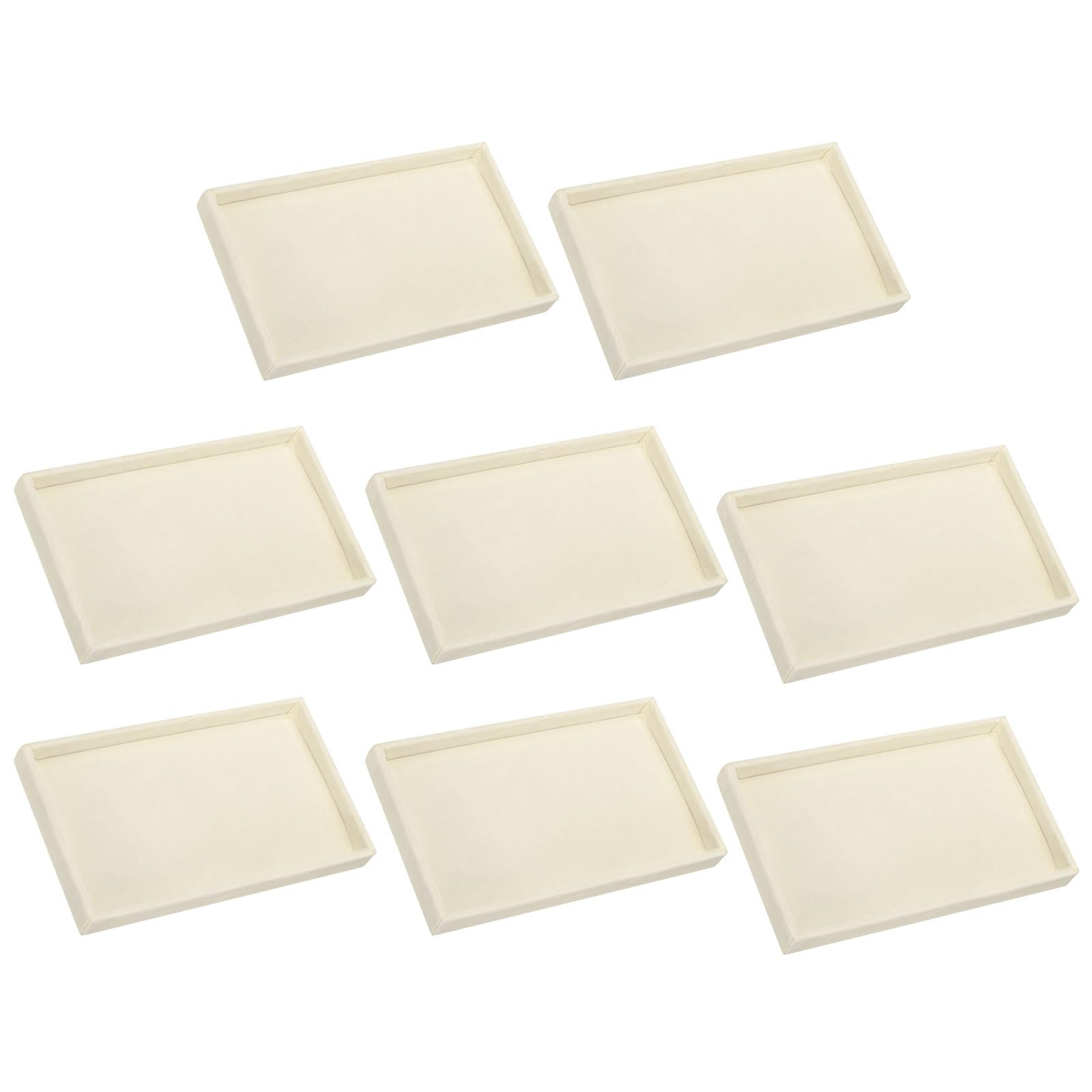 Plateaux de rangement en bois et velours beige pour bijoux (8 pièces)