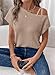 Dokotoo Womens Summer Off The Shoulder Tops for Women Waffle Knit Short Sleeve T-Shirts Casual Loose Elegant Cross Straps Lightweight Soft Solid Color Blouses Cute Trendy Fashion 2025 Khaki Large