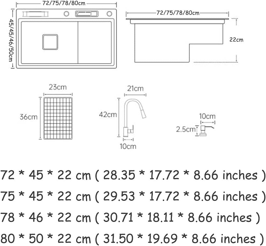 Bar Sinks Black Nano Large Capacity Double Bowl Stainless Steel Built-in Slots with Drain Strainer Center Drainage