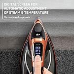 Rowenta Iron, Steam Force Pro Steam Iron for Clothes 1850 watts, 5 presets Smart Screen, Stainless Steel Soleplate, High-Efficiency Handheld Ironing, Black Copper, DW9580 - Image 5