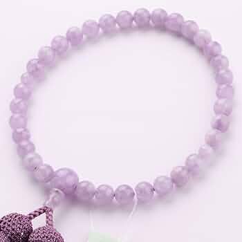 正絹房　念珠　藤雲石　数珠 藤雲石（7mm） 正絹京ぼかし染め房（ライラック-薄古代紫） 女性