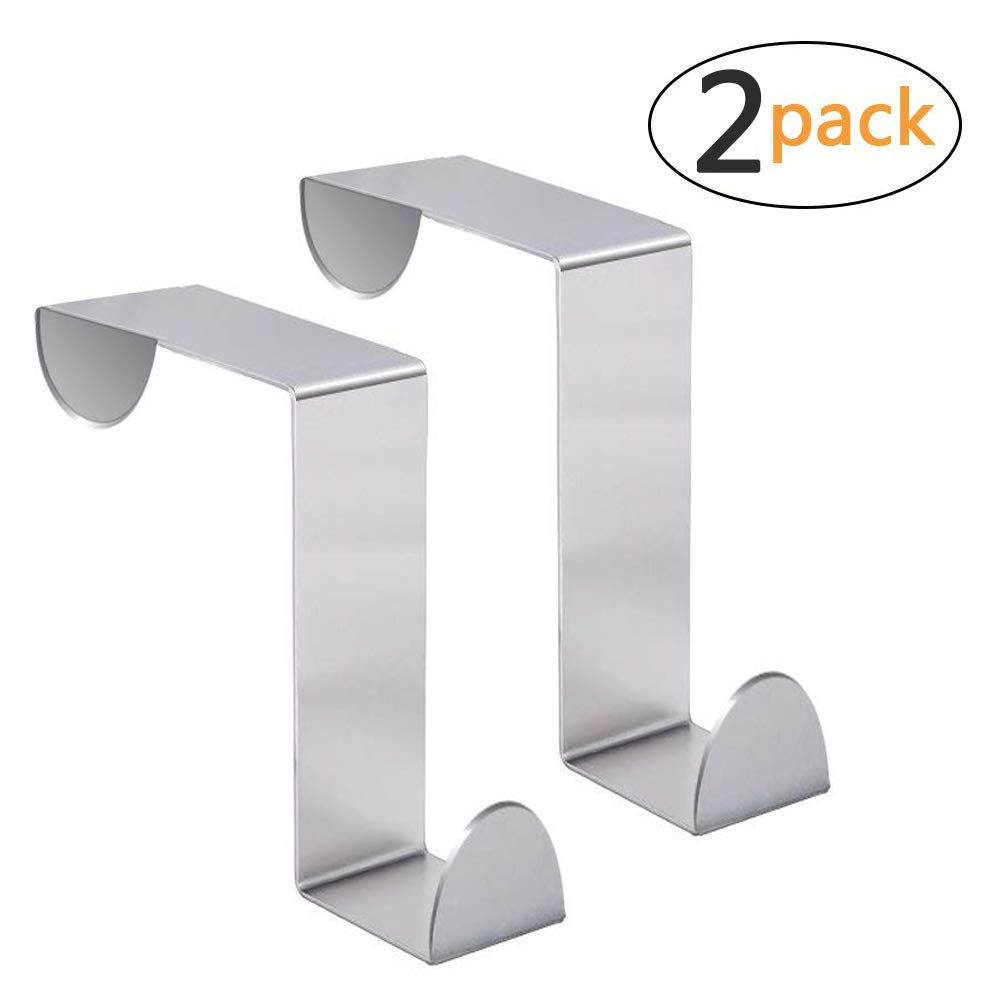 Over Door Hook - Outdoor Wide Door or Indoor Narrow Door Double Size Hook Rack Storage Organizer for Hanging Towel, Wreath, Coat, Hat, Clothes, Hanger, Scarf, Apron, Jacket (2Pack)