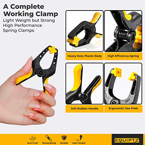 EQUIPTZ Spring Clamps 4 inch - 10 Pack Plastic Clamps for Pool Cover, Tarps, Crafts & Backdrop with 2 inch Mouth Opening - Rust Free Large Clips Heavy Duty Outdoor with Non-Detachable Jaw Pads - Image 2