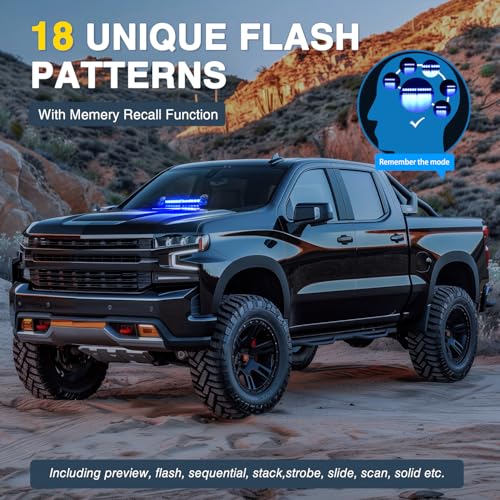 Image of Nilight 12LED Traffic Advisor Strobe Light Bar Blue Hazard Safety | Emergency Warning Dash Front /Rear Windshield Flashing Lights for Cars Trucks Police Firefighter Plow Construction Vehicles