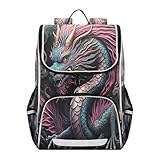 STAYTOP Mochila de dragão chinês com abertura grande para meninos e meninas, mochila escolar à prova d'água, para laptop de 35 cm, para acampamento ao ar livre, viagem, mochila