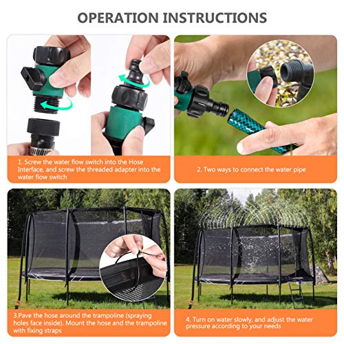 TOYANDONA Irrigador de trampolim de 12 m, irrigador de parque aquático de trampolim ao ar livre, pul